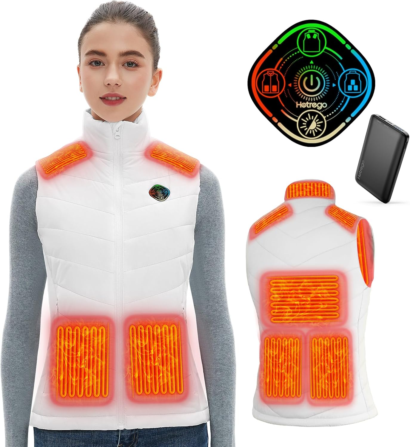 Heated Vest Women with Battery Pack Included, Smart Controller, Lightweight Electric Heating Jacket, Light Out Design