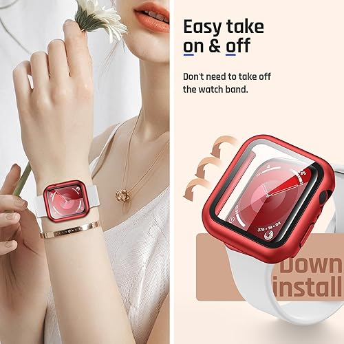 Miniatura 7 de Goton - Funda impermeable para Apple Watch SE de 40 mm (2. generación) Series 6 5 4, protector de pantalla de vidrio templado, de policarbonato duro