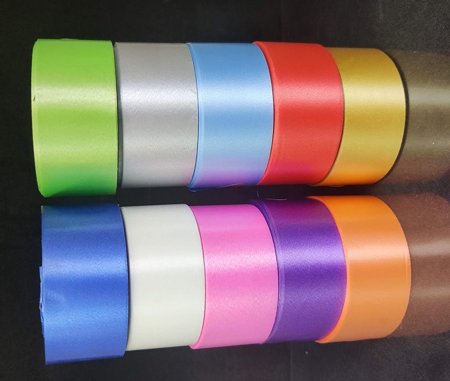 Kuber Selection Pack of 10 Pcs 1 Inch Premium Plastic Curling Ribbon for All Occations 10 Mtr Each (Pack of 10 Pcs 1 Inch 10 Mtr Each, Multicolour)