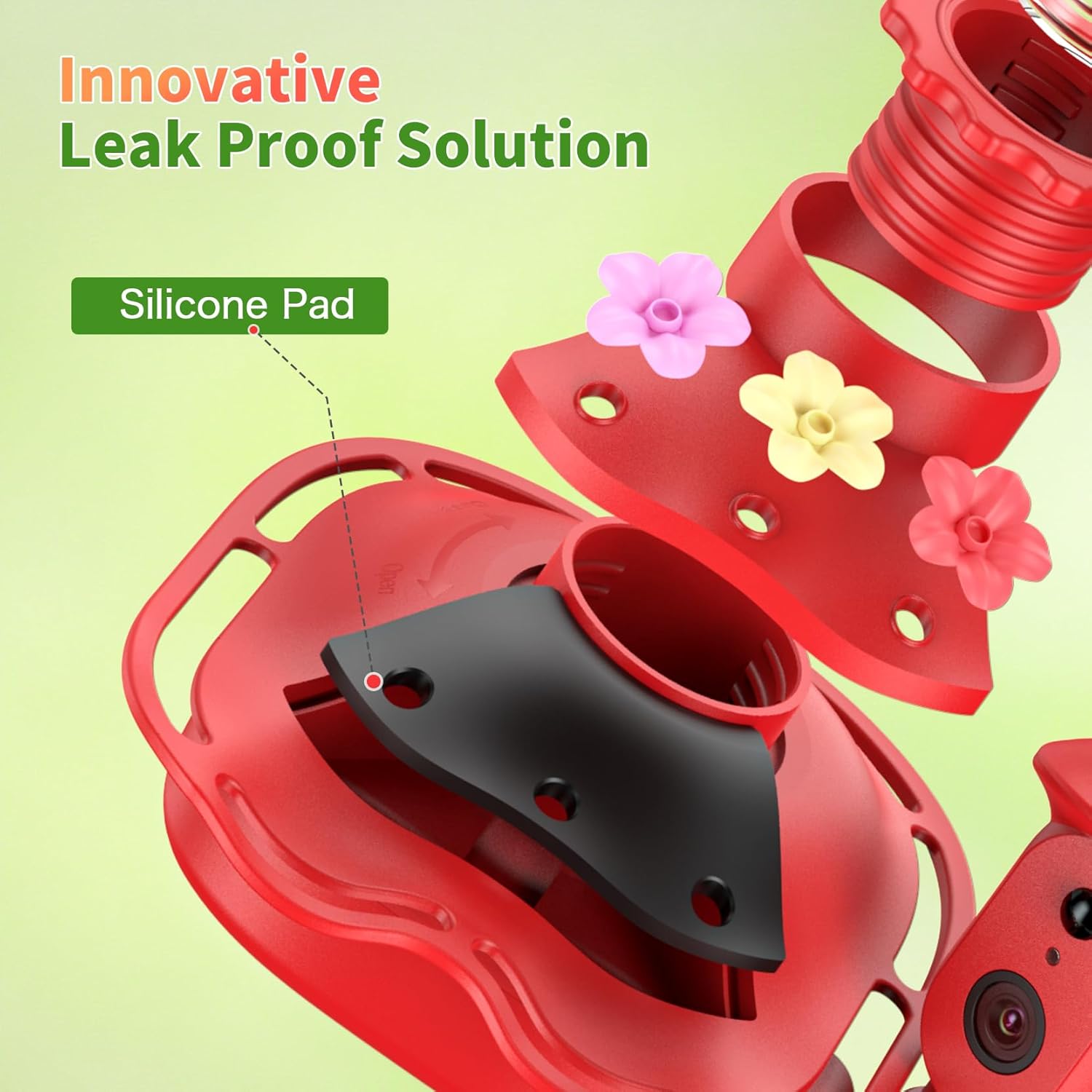 Smart Glass Hummingbird Feeder with Camera, Solar Powered 2K HD Hummingbird Feeders for Outdoors Hanging, AI Identifies & Auto Recording, Leak-Proof Ant & Bee Proof, Ideal Gift for Bird Lovers - Image 5