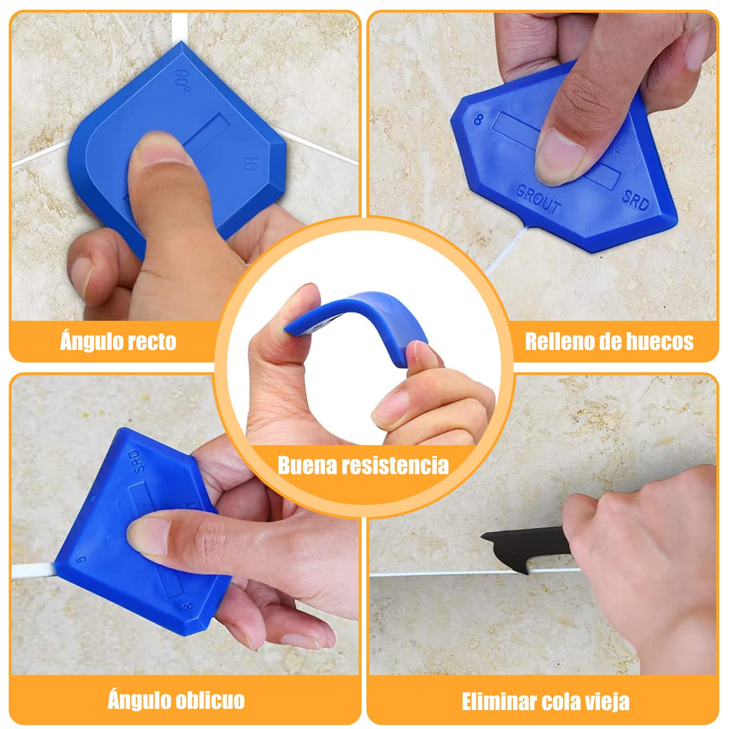 FOLAI Spatola per Silicone Raschietto Togli Silicone Spatole per Silicone Calafataggio Flex Kit Silicone 3 in 1 Spatola Silicone Sigillante Professionale con Grout Remove per Bagno,Cucina,Pavimento…