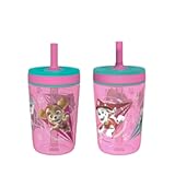 Zak Designs Kelso 15 oz Tumbler Set &lpar;Paw Patrol Skye & Everest&rpar; Leak-Proof Screw-On Lid with Straw Made of Durable Plastic and Silicone&comma; Perfect Cup Bundle for Toddlers&comma; Kids &lpar;2pc Set&rpar;