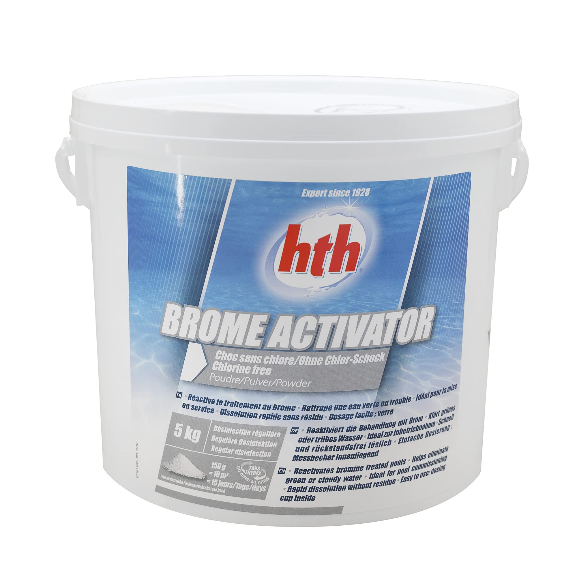 HTH Brome ACTIVATOR Oxygen Shock Granulés - 5kg | Activateur de Brome - Oxygène Actif Choc - Désinfection Choc sans Chlore - Dissolution Rapide + 10 Tests HPS OFFERTS 6 en 1
