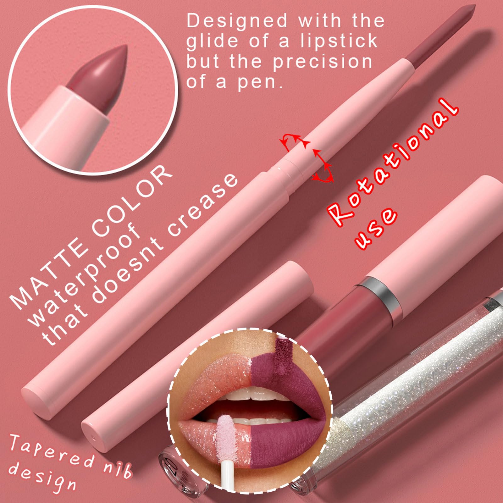 Rose Pink 3-in-1 Lipgloss Set - Image 3