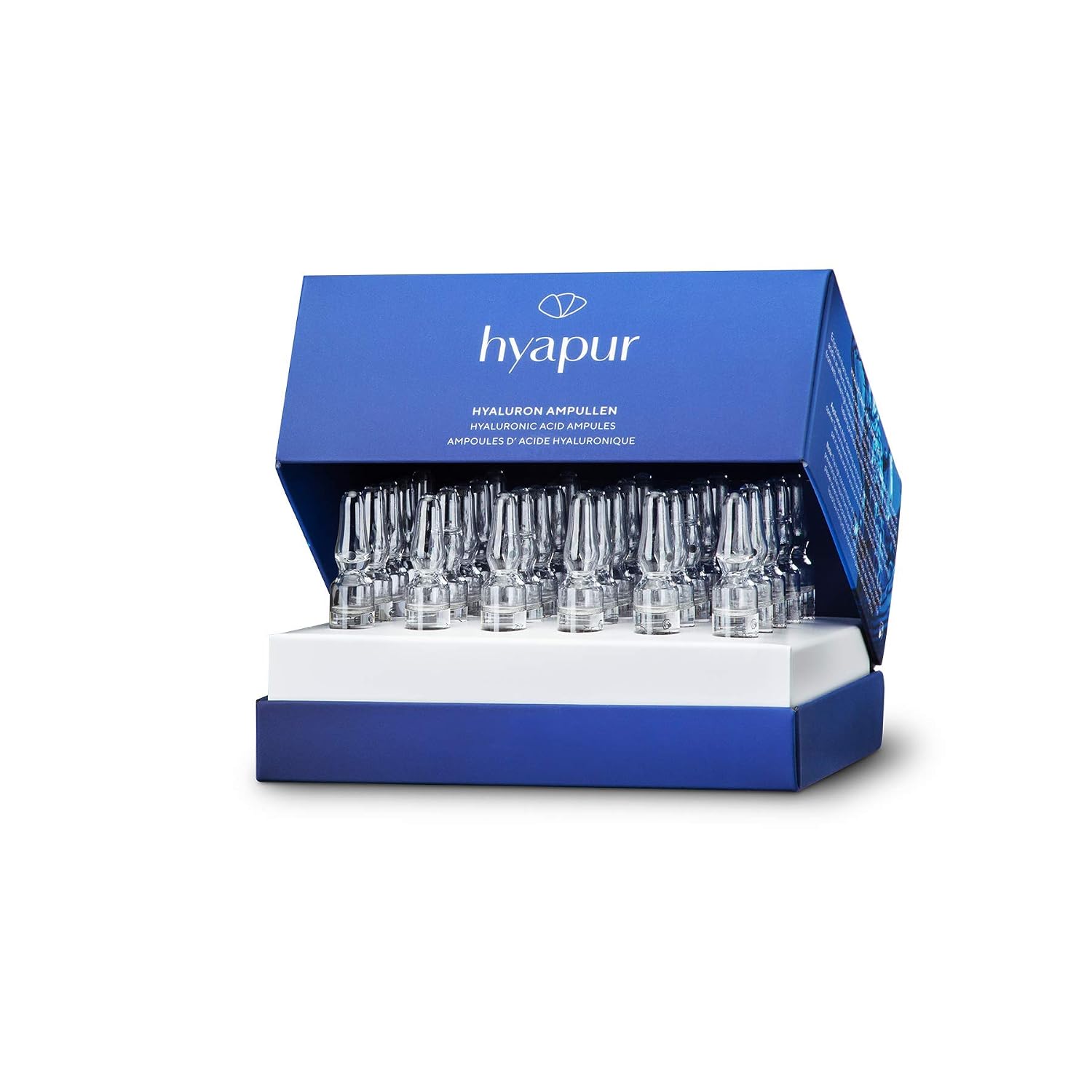 hyapur Hyaluronic Ampoules 30 x 2 ml with Highly Concentrated Hyaluronic Acid for Plumper and Firmer Looking Skin for Face Neck and D collet