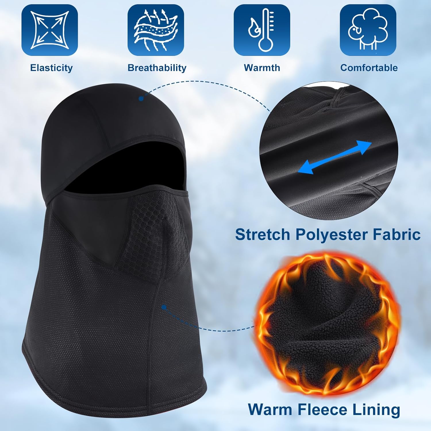Balaclava Ski Mask for Men and Women, Winter Fleece Thermal Face Mask for Cold Weather - Image 4