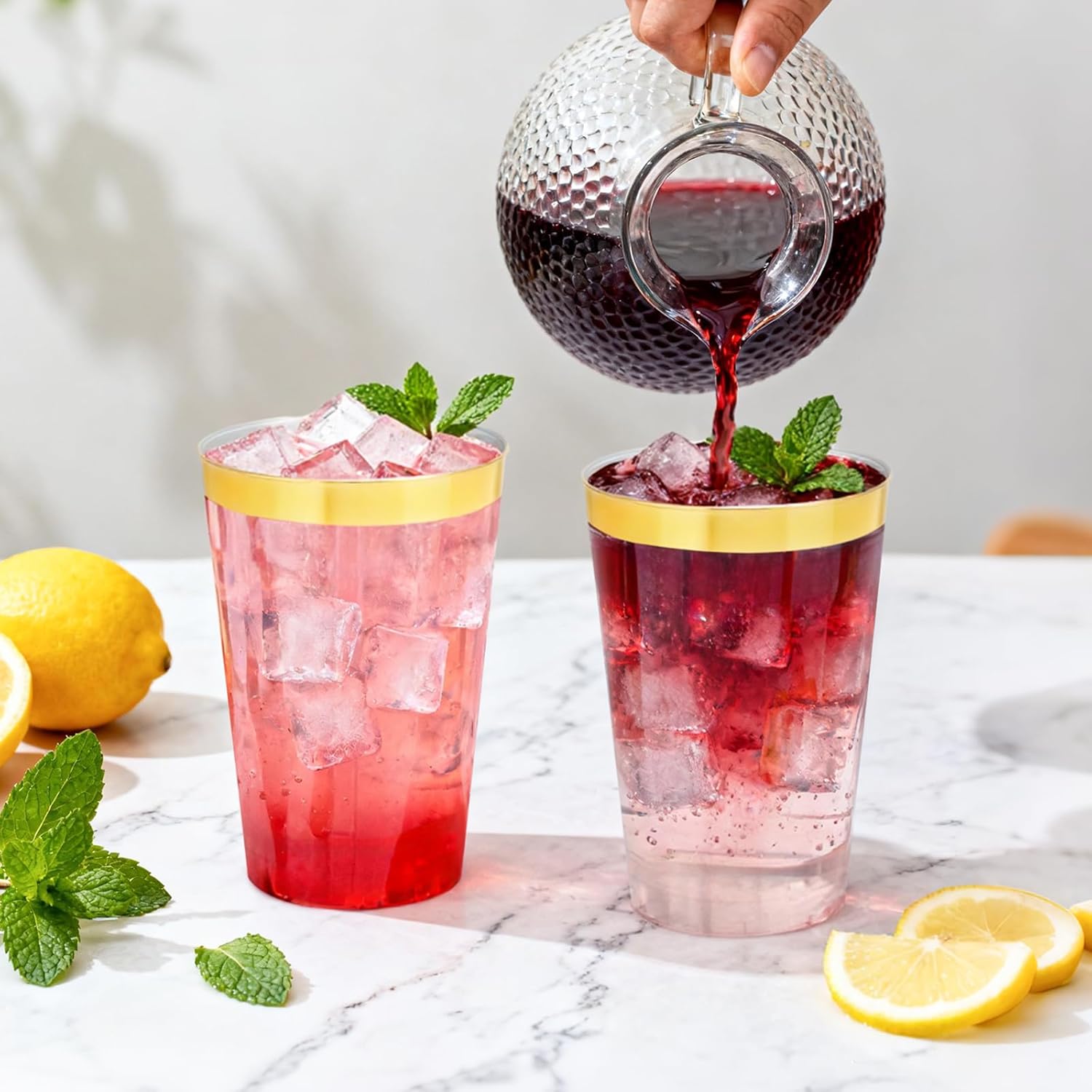 100 Pack 12 oz Gold Plastic Cups, Disposable Clear Plastic Cups for Cocktail Party With Heat Resistance (12oz 100count Gold) - Image 5