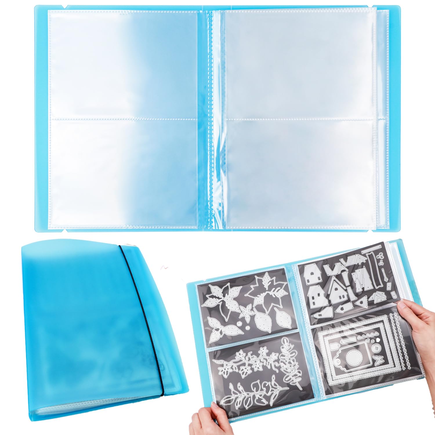OTCRAFT 20 Pages80 Pockets /1Set Large Clear Sticker Photo Storage Album; Storage Book Organizer Folder for Postcards Stickers Photo
