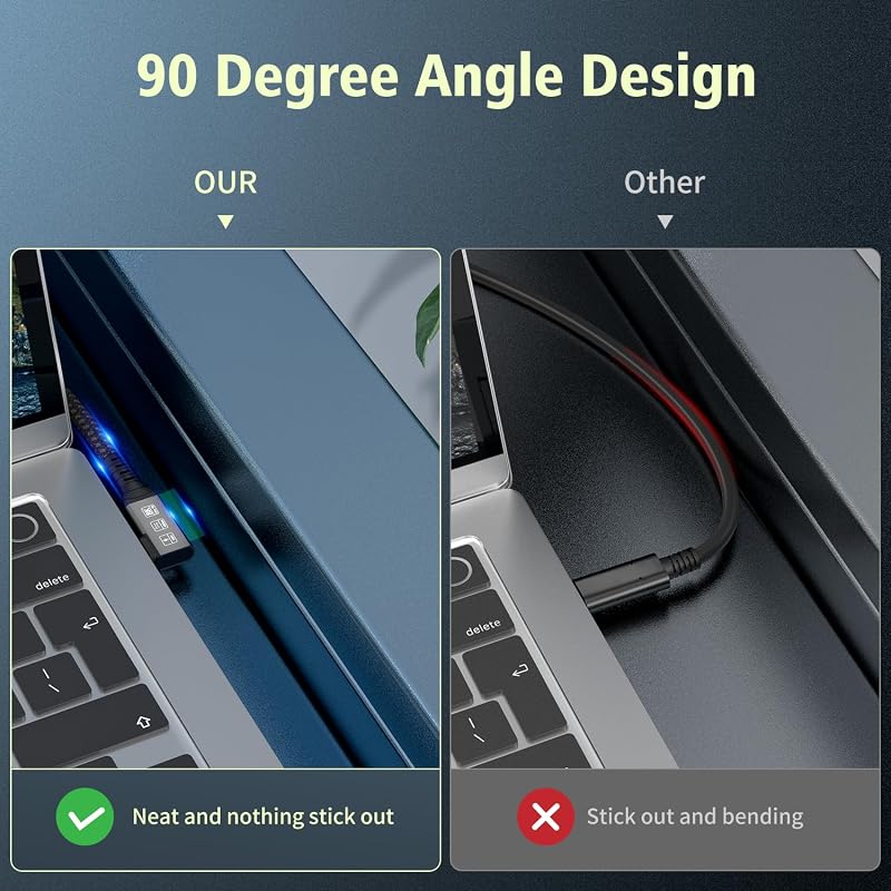 CHENLENIC USB-C 3.2 Gen2x2 20Gbps 90° kábel 240W PD3.1 Thunderbolt 3/4 kompatibilis