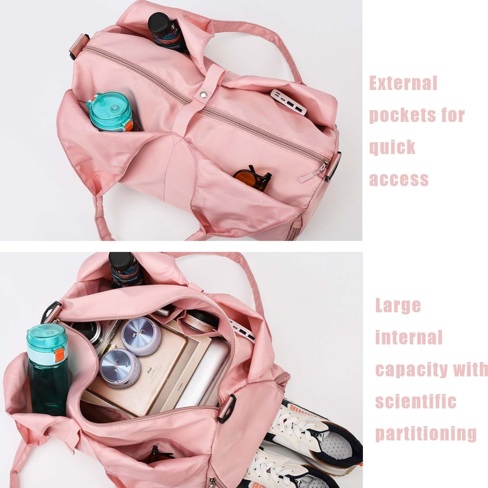 borsa da yoga per palestra,Borsa da Palestra per Yoga,Borsone da Palestra Yoga Donna,Con supporto nascosto per tappetino yoga e scomparto per scarpe, adatto per fitness, yoga, nuoto, ecc (rosa).
