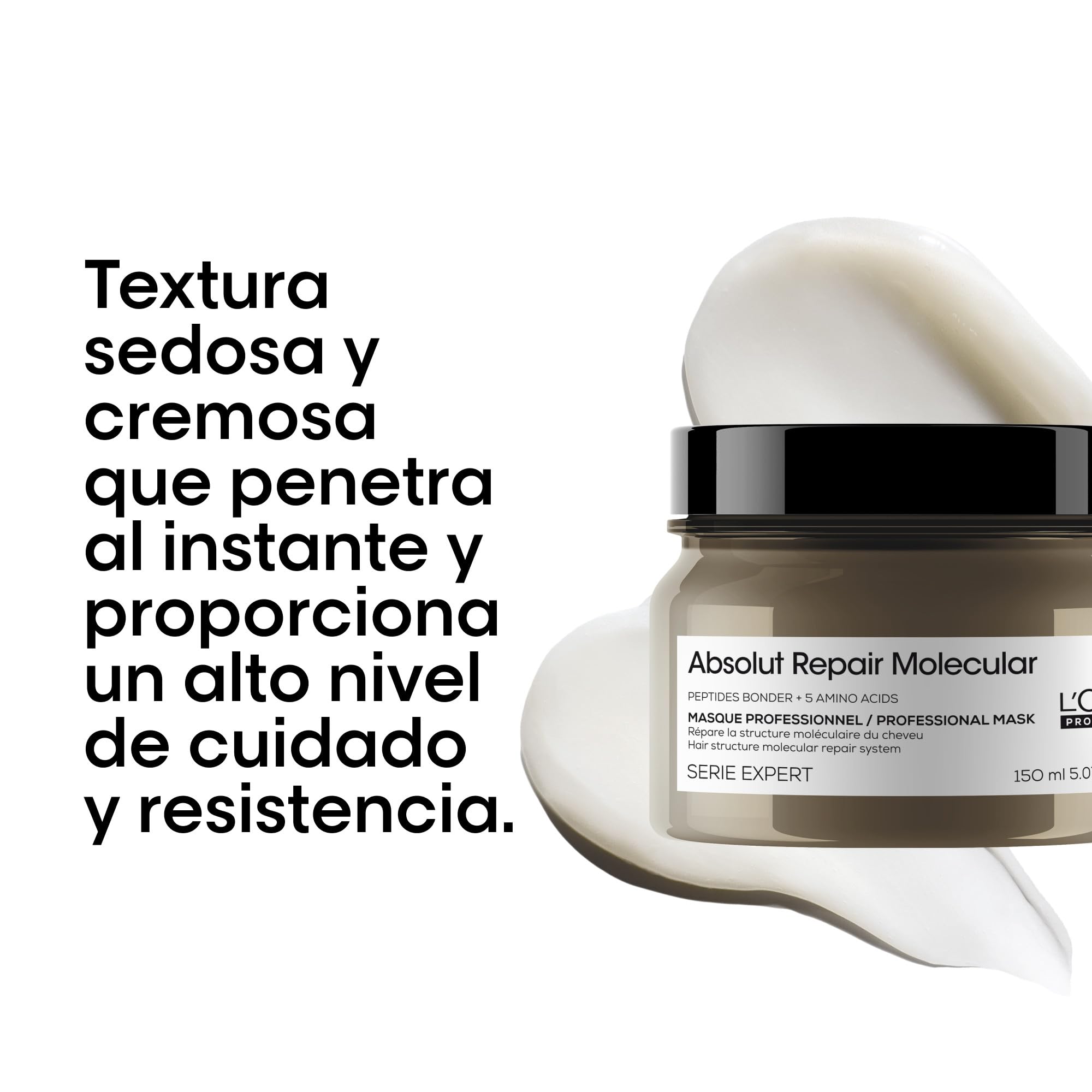 L'Oréal Professionnel Maska do włosów uszkodzonych strukturalnie, głęboka, molekularna naprawa dla większej elastyczności, z wiązaniami peptydowymi i 5 aminokwasami, seria Expert, maska molekularna