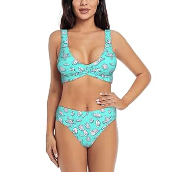 Amazon.com: Pevtufa Seashell and Starfish Print Bikini Set