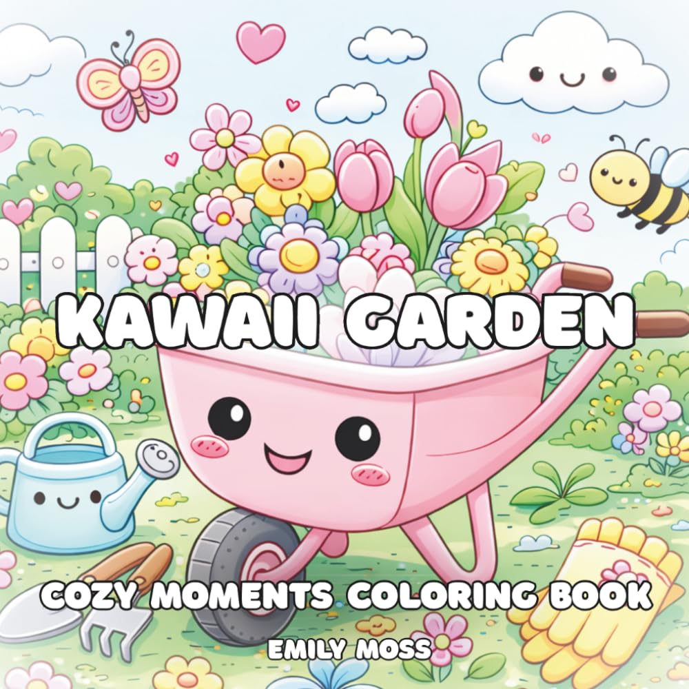 Kawaii Garden & Cozy Moments Coloring Book: Cute Flowers, Adorable Garden Scenes, Relaxing and Stress Relief Designs with Bold Easy Pages for Beginners, Teens and Adults