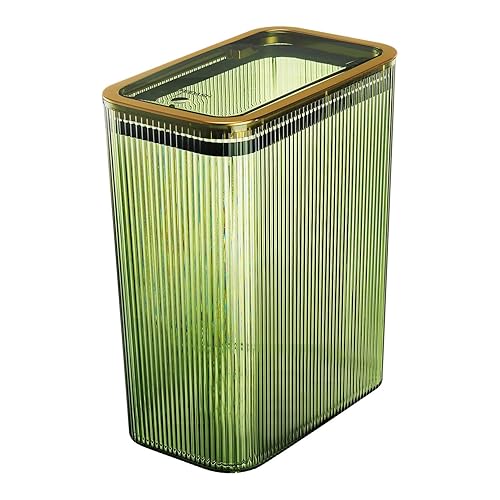 Cubo de basura transparente para baño con tapas, cesta de basura delgada de plástico con tapa superior de presión, bote de basura transparente de