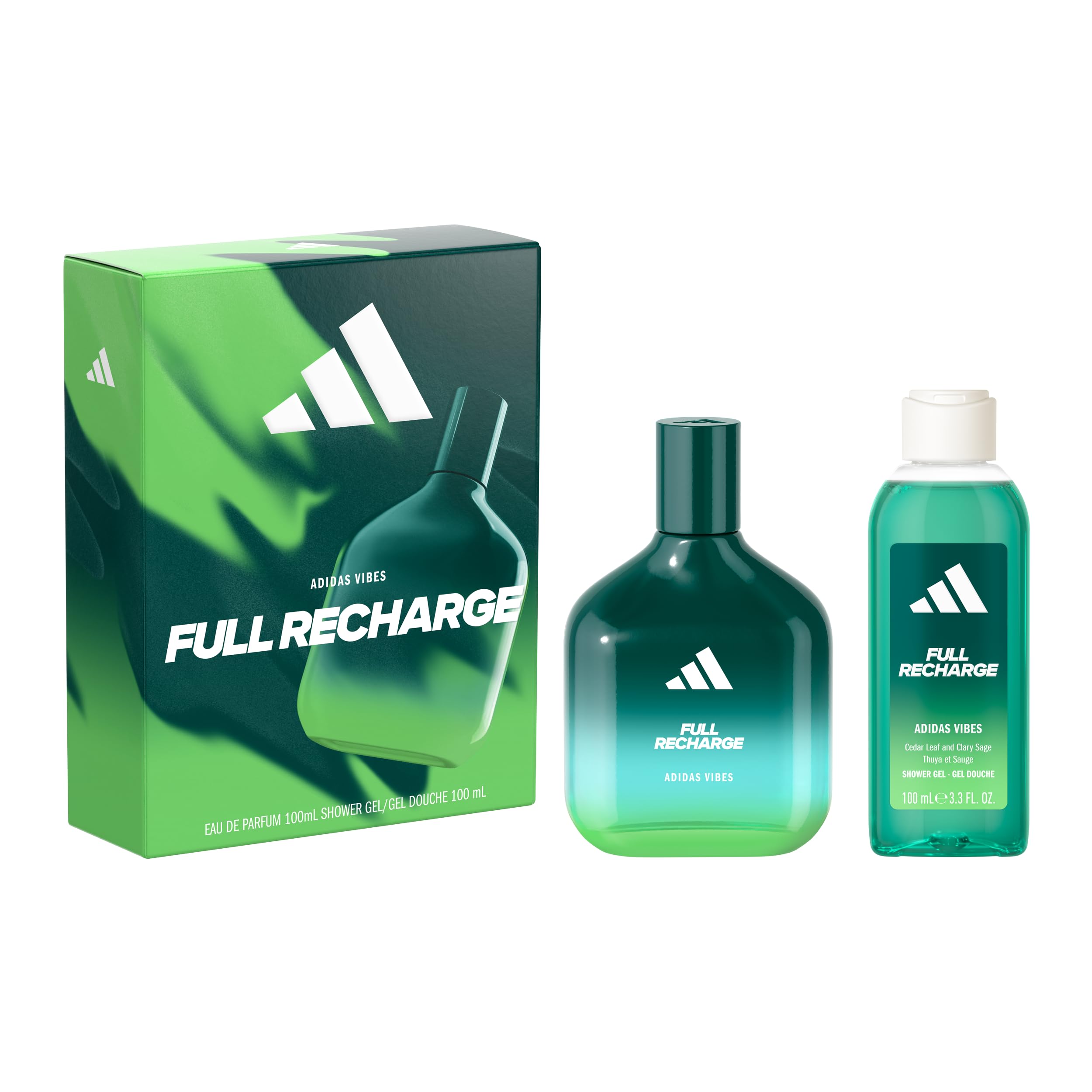 adidas, Coffret cadeau adidas Vibes Full Recharge, avec Eau de Parfum 100ml et douche 100ml