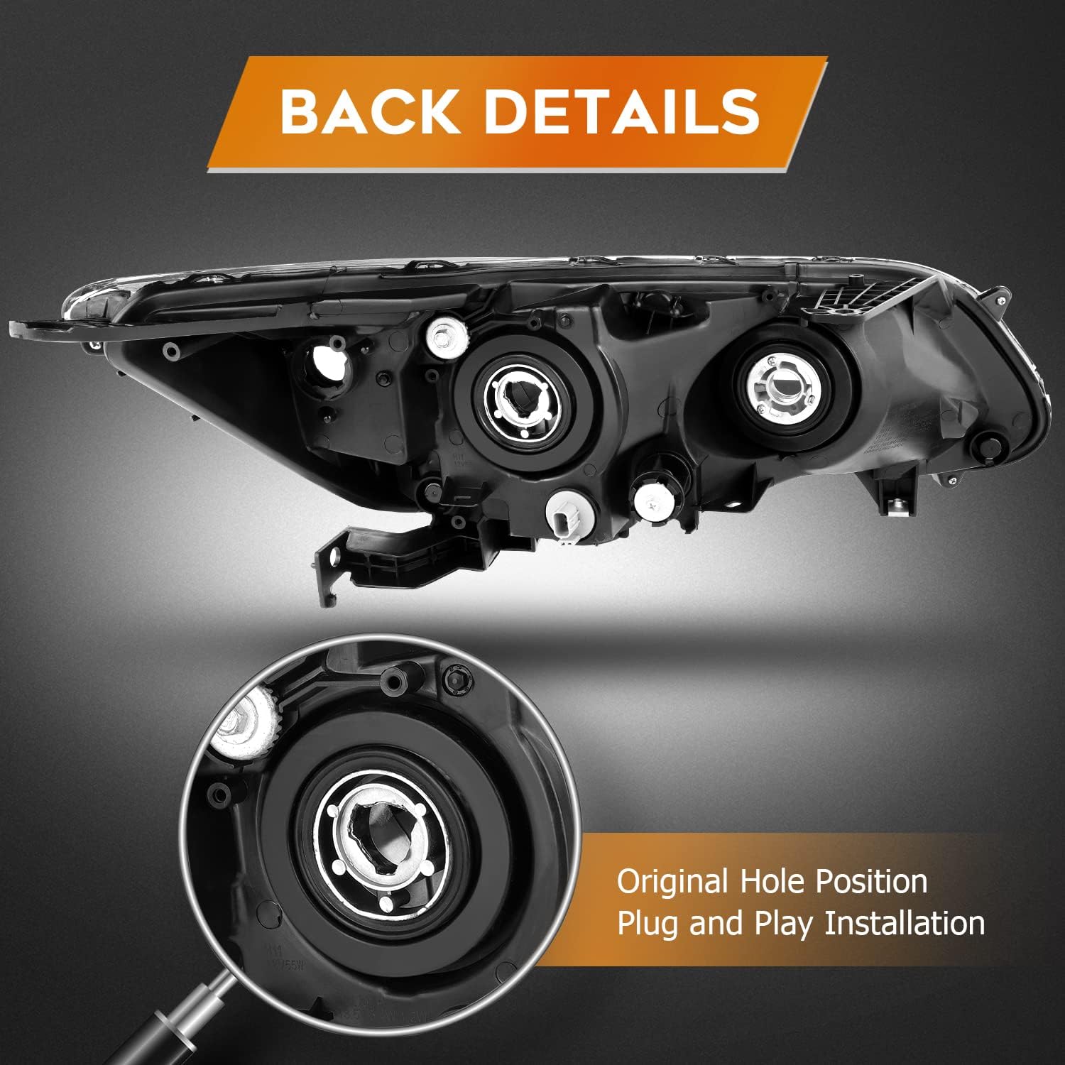 Headlight assembly Fit For Honda For Accord 2013-2015 Black Housing Amber Reflector Clear Lens Driver and Passenger Side 33150-T2A-A11 33100-T2A-A11 33100-T2A-A21 33150-T2A-A21