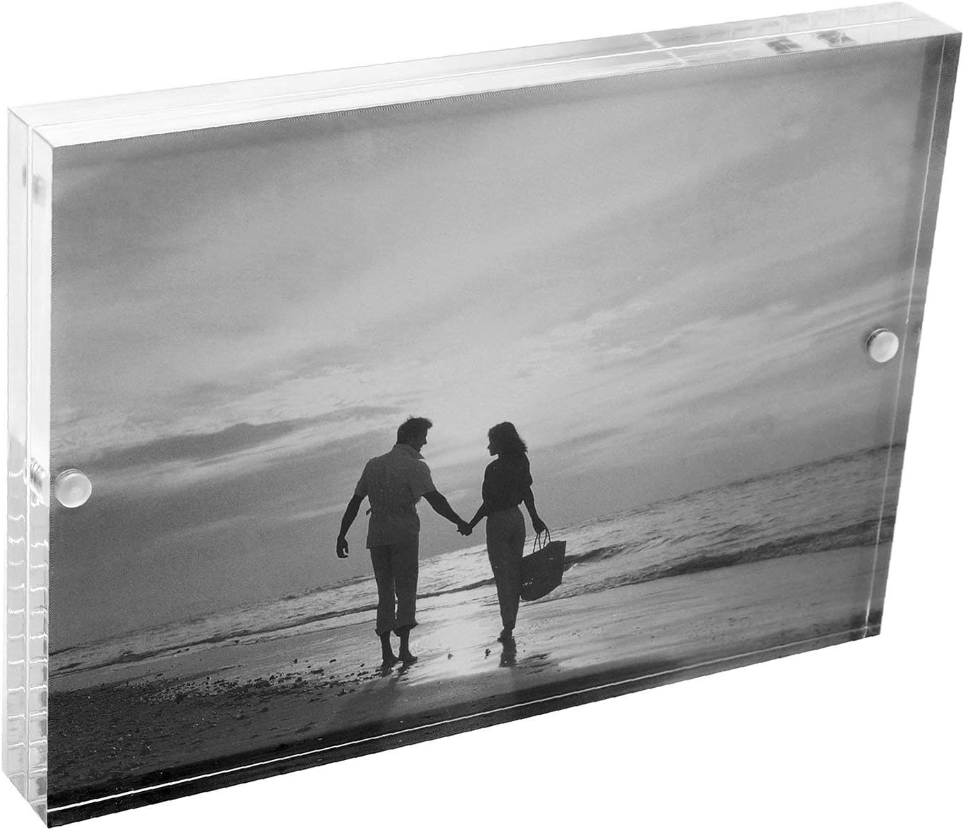 UPware 5 Inch x 7 Inch Magnetic Block Acrylic Picture Frames