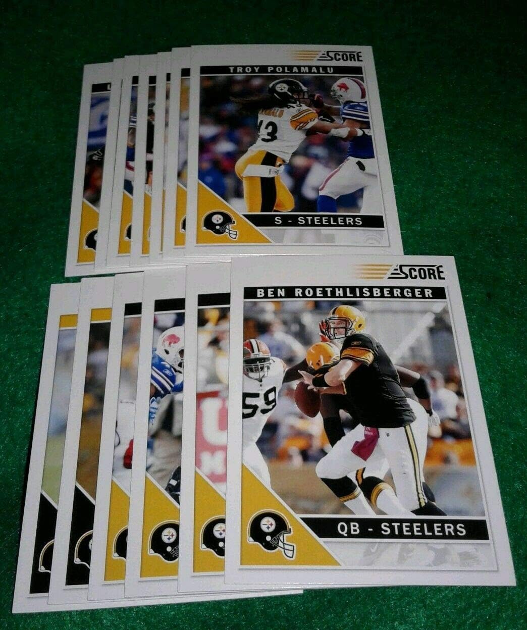 Pittsburgh Steelers (Antonio Brown RC, Roethlisberger) Gift Set Lot - Includes 2010 and 2011 Score Complete Team Sets with All Rookies and a BONUS Factory Sealed Pack of 2018 Football Trading Cards (Look for Autographs, Rookies and Game Used Relic Cards) - Ships in an Acrylic Case