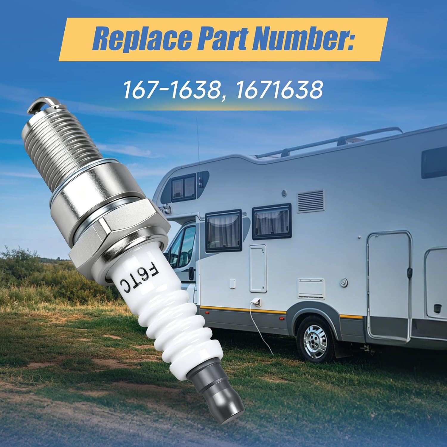 iFJF 167-1638 Spark Plug Pack of 2 RV Trailer Camper Replacement for Onan QG Generators 5500 7000, HGJAA HGJAB HGJAC, Marquis Gold/RV QG Marquis Pla