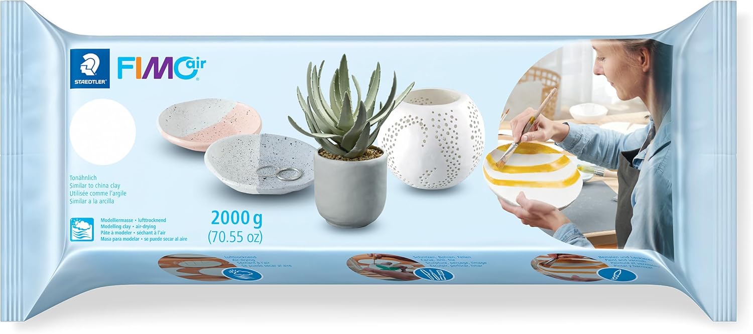 STAEDTLER Air Dry Clay - Modelling Clay - FIMOair - White, 2kg - Pack of 1, 8102-0