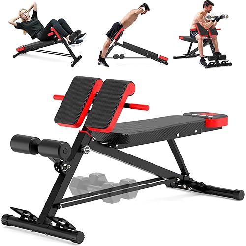 Adjustable Weight Bench,Utility Workout Bench Foldable Incline Decline Benches for Home Gym Full Body Workout,Load 600LBS