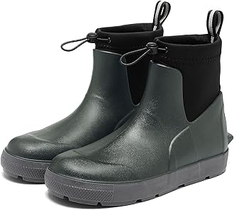 Men's Deck Boots,Ankle Rubber Rain boots Waterproof Anti-Slip Waterproof Shoes, Fishing Boating Boots Water Work Shoes for Men