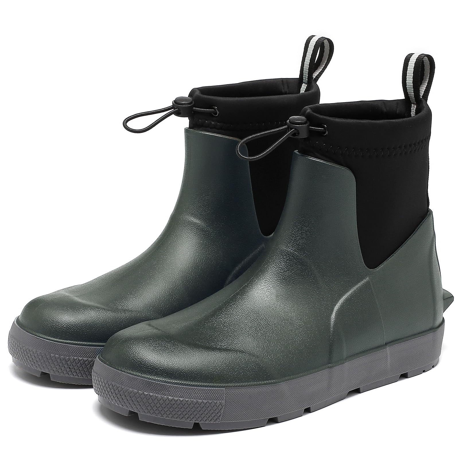 Men's Deck Boots,Ankle Rubber Rain boots Waterproof Anti-Slip Waterproof Shoes, Fishing Boating Boots Water Work Shoes for Men