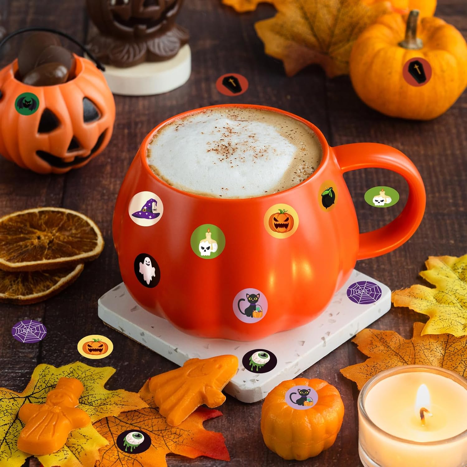 3000 Pcs Mini Halloween Stickers for Kids Bulk Pumpkin Ghost Decals Self Adhesive Stickers for Cards Envelopes Scrapbooking Gift Wrapping Classroom Craft Supplies Halloween Party Decorations