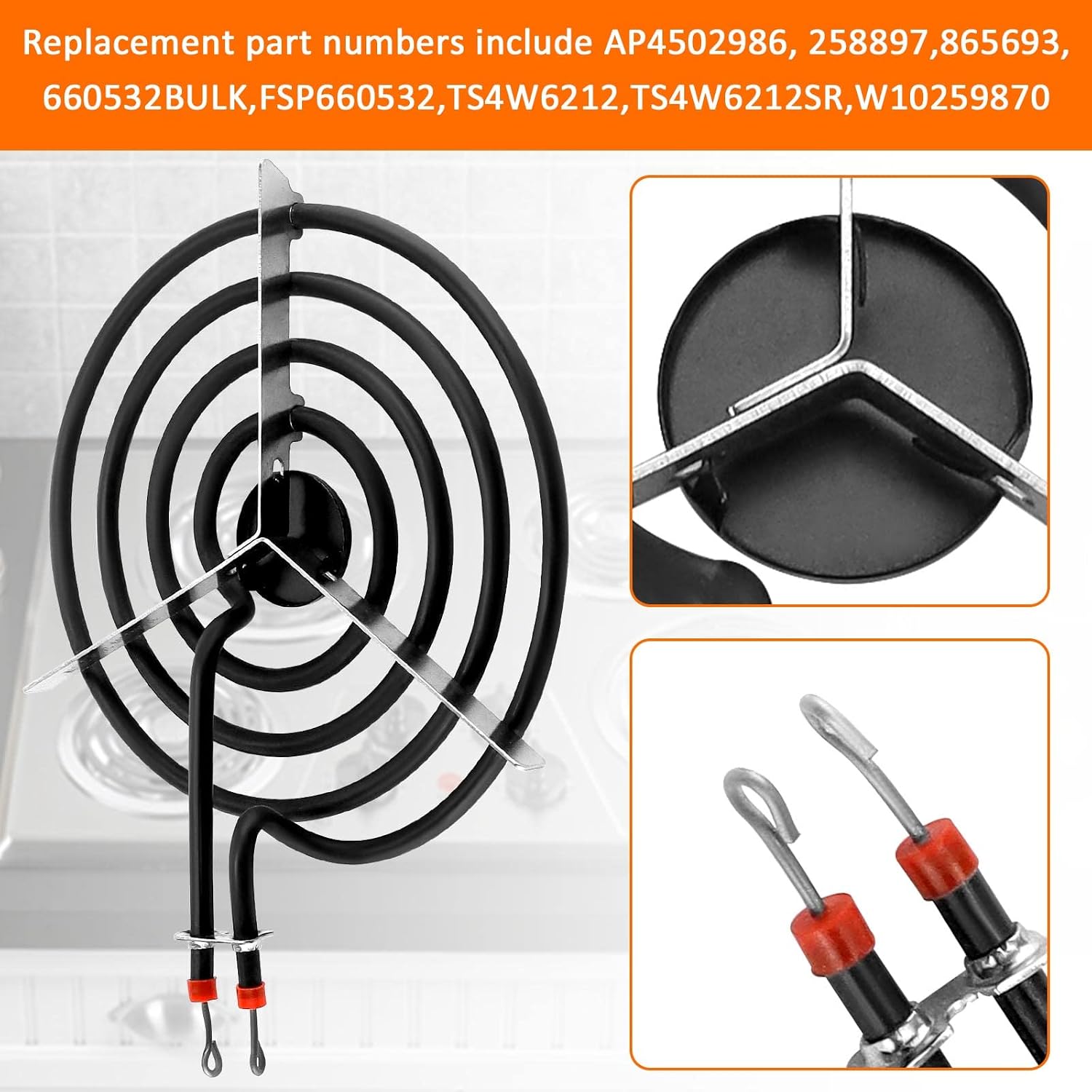 660532 6-inch MP15YA Electric Range Surface Burner Coil Element by Romalon Replacement for Whirlpool Range Cooktop Surface Elements replace part AP6010189,PS11743366,EAP11743366,3319