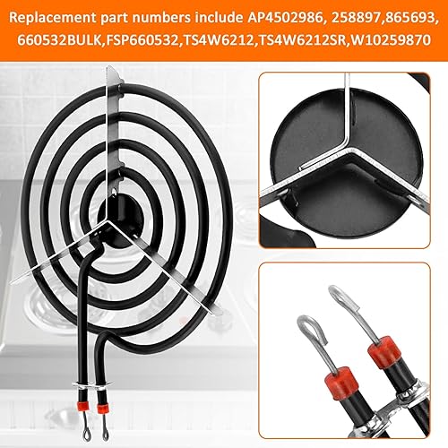 Miniatura 5 de Romalon 660532 6 pulgadas MP15YA Electric Range Surface Burner Coil Element 1500W 4 vueltas por Romalon Fit para Whirlpool Range Elementos de