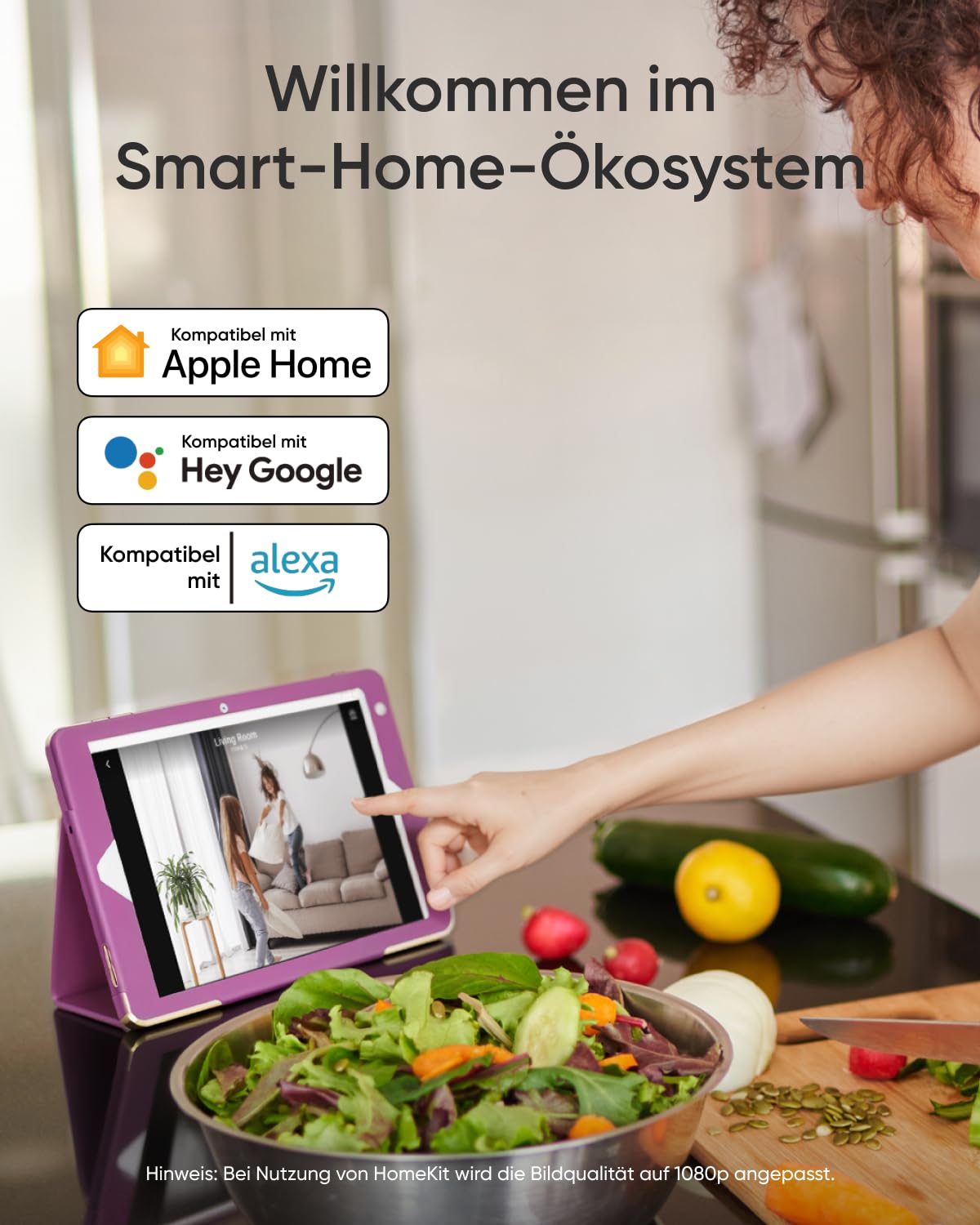 eufy Innenkamera E30, neueste Generation, 4K 8MP UHD Sicherheitskamera, 360° Abdeckung, 6× optischer Zoom, Farbnachtsicht, KI-Erkennung Mensch/Tier/Weinen, Auto-Tracking Mensch/Tier, HomeKit, Weiß