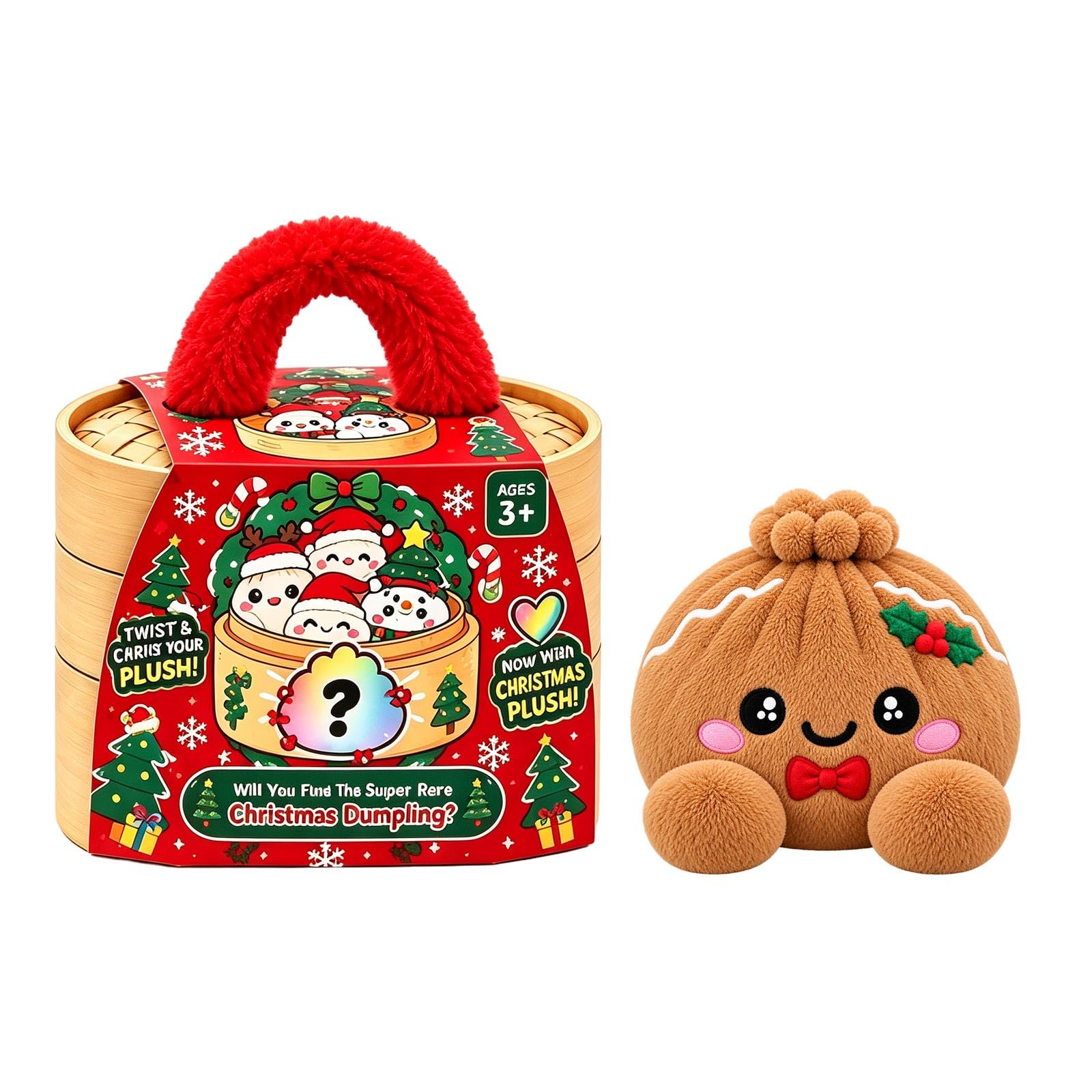 Christmas Plush Dumpling Pillow, Mystery Dumpling Plush Doll in Box A16 A