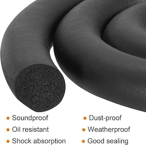 Miniatura 4 de uxcell Tira de sellado de goma de espuma, 0.87 pulgadas de diámetro x 3.3 ft de largo redondo EPDM de goma sólida para reducir el ruido, golpes y