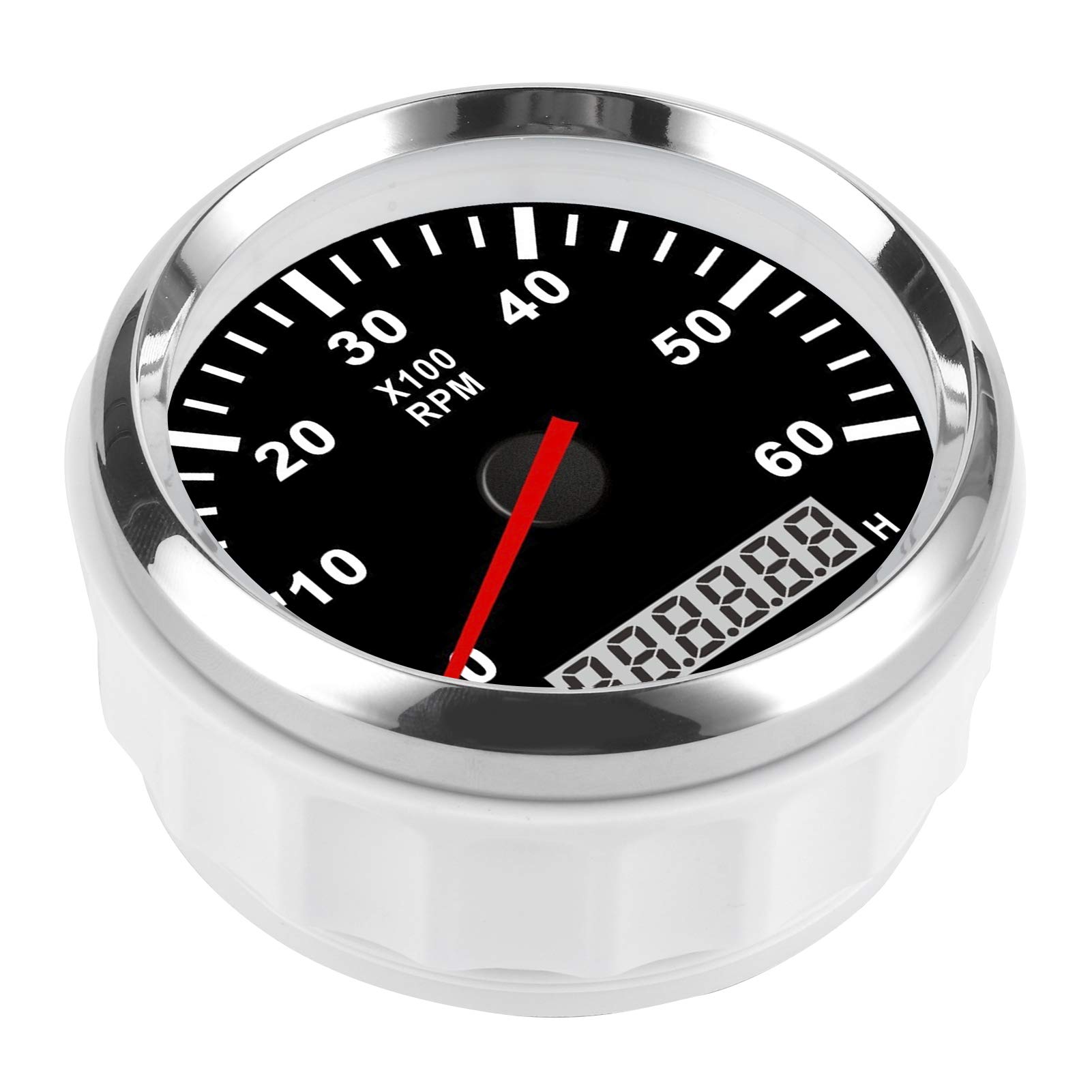aqxreight Tacómetro 6000 RPM Luz de Fondo Roja Pantalla LCD 85mm (Fondo