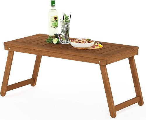 Miniatura 9 de Furinno FG16504 Tioman - Mesa de café de patio de madera dura al aire libre con aceite de teca, 1 nivel, marrón