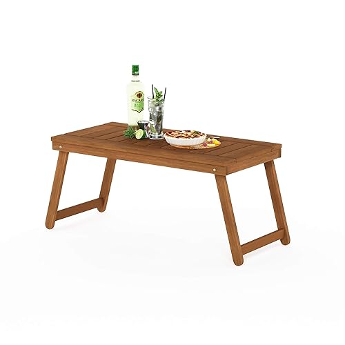Furinno Tioman Small Hardwood Table Basse Pliante d'Extérieur, Naturel, 43,15