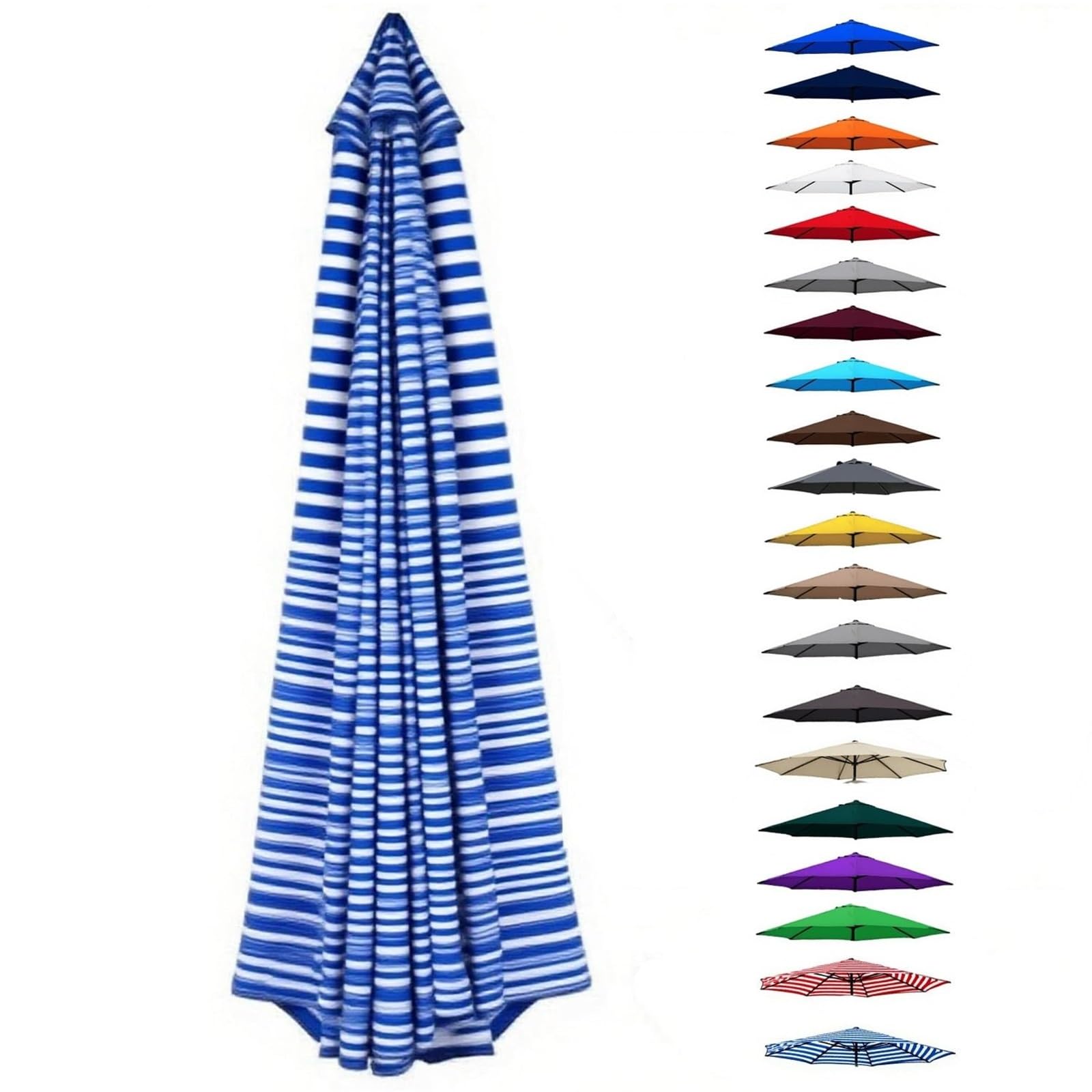 UV30+ Waterproof Garden Parasol Umbrella 2.0-4.0M – Outdoor Sun Shade Canopy For Patio Beach Pool Lawn & Deck – 6/8 Rib Design(Blue-White,(6Rib) 3.0m/9.8ft) — image 1