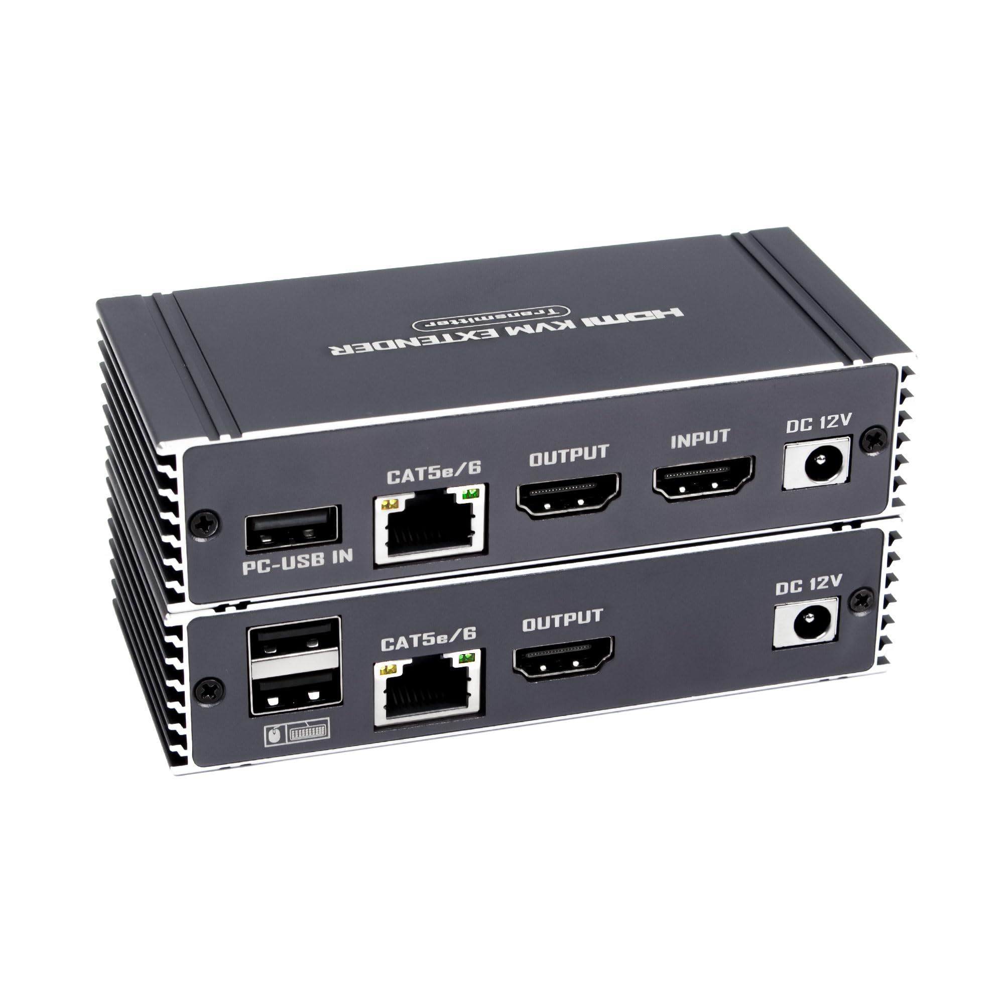 Extendeur KVM HDMI 4K 60Hz 65M Extendeur,HDMI avec contrôle KVM USB RJ45 65M sur Cat5e/Cat6 POC avec prise en charge de la boucle Clavier et souris USB pour PC