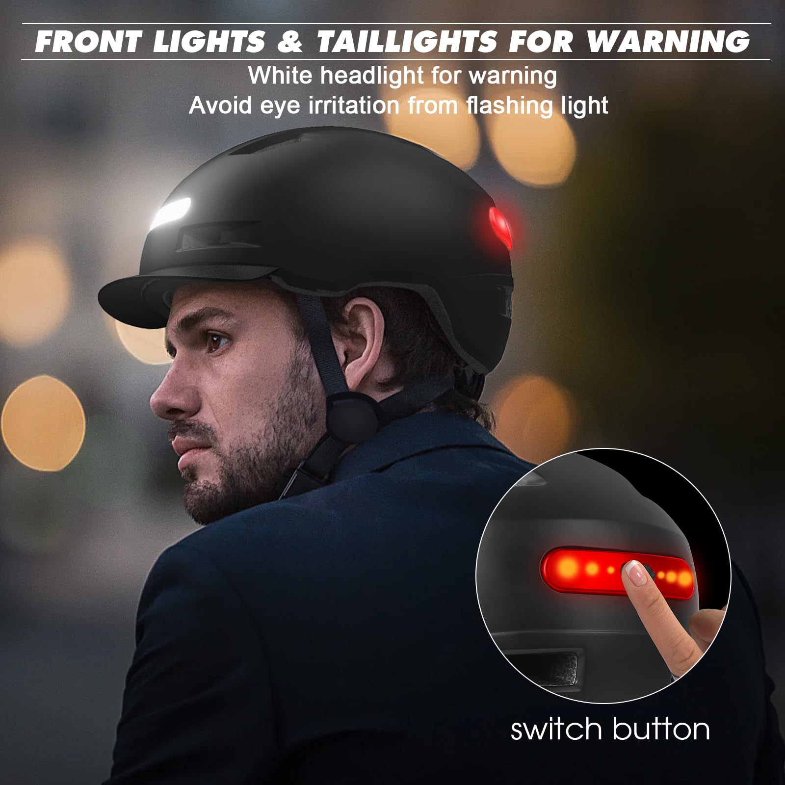 KINGLEAD casco da bicicletta, luce anteriore e posteriore (LED) 5 modalità di luce per uomini e donne Casco da bicicletta leggero per ciclismo trekking