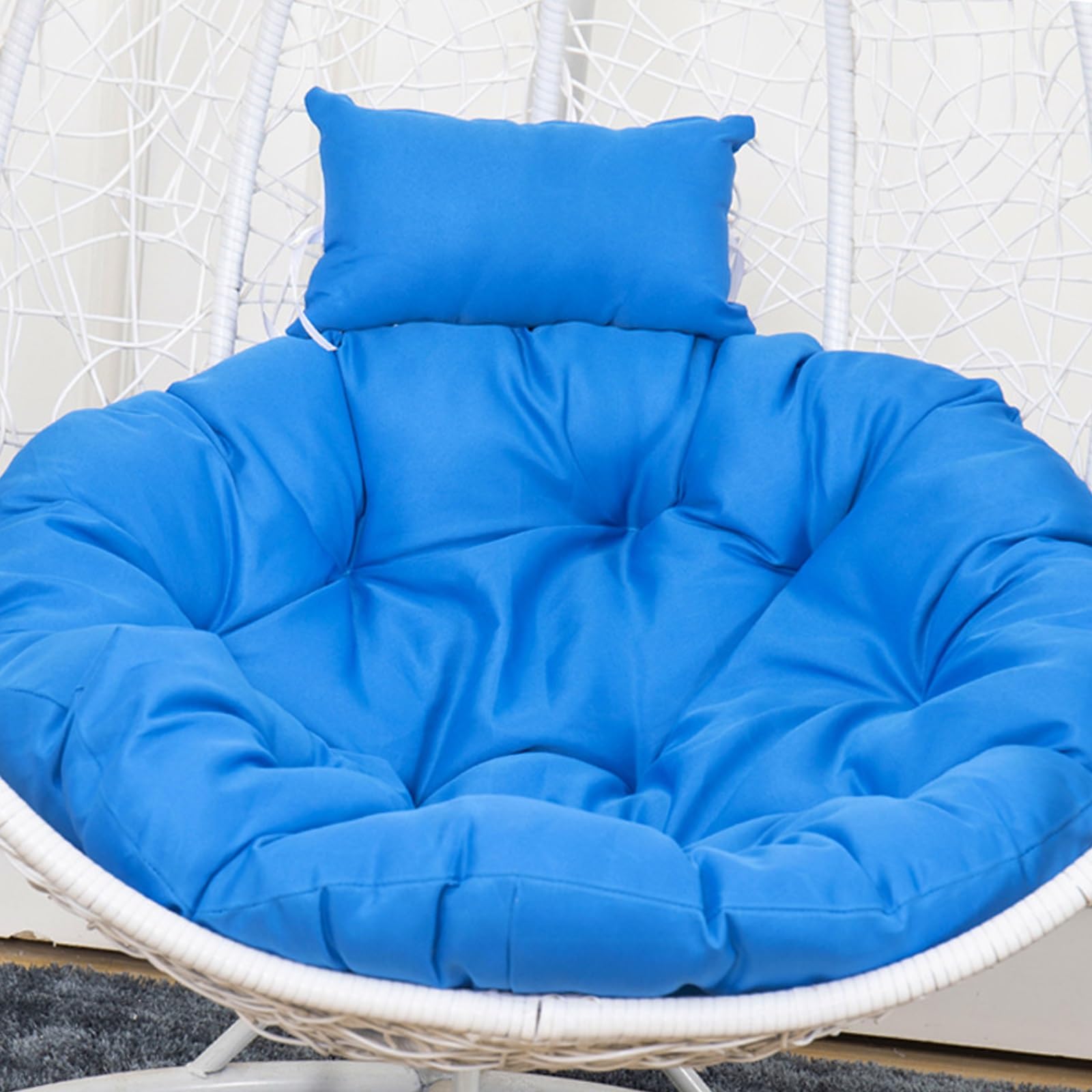 Egg Chair Cushion Replacement, Hanging Chair Cushion with Head Pillow, Egg Chair Cushion, Swing Chair Cushion for Swivel Egg Chair Swing Hanging Basket Seat(Dark Blue,45.27in)