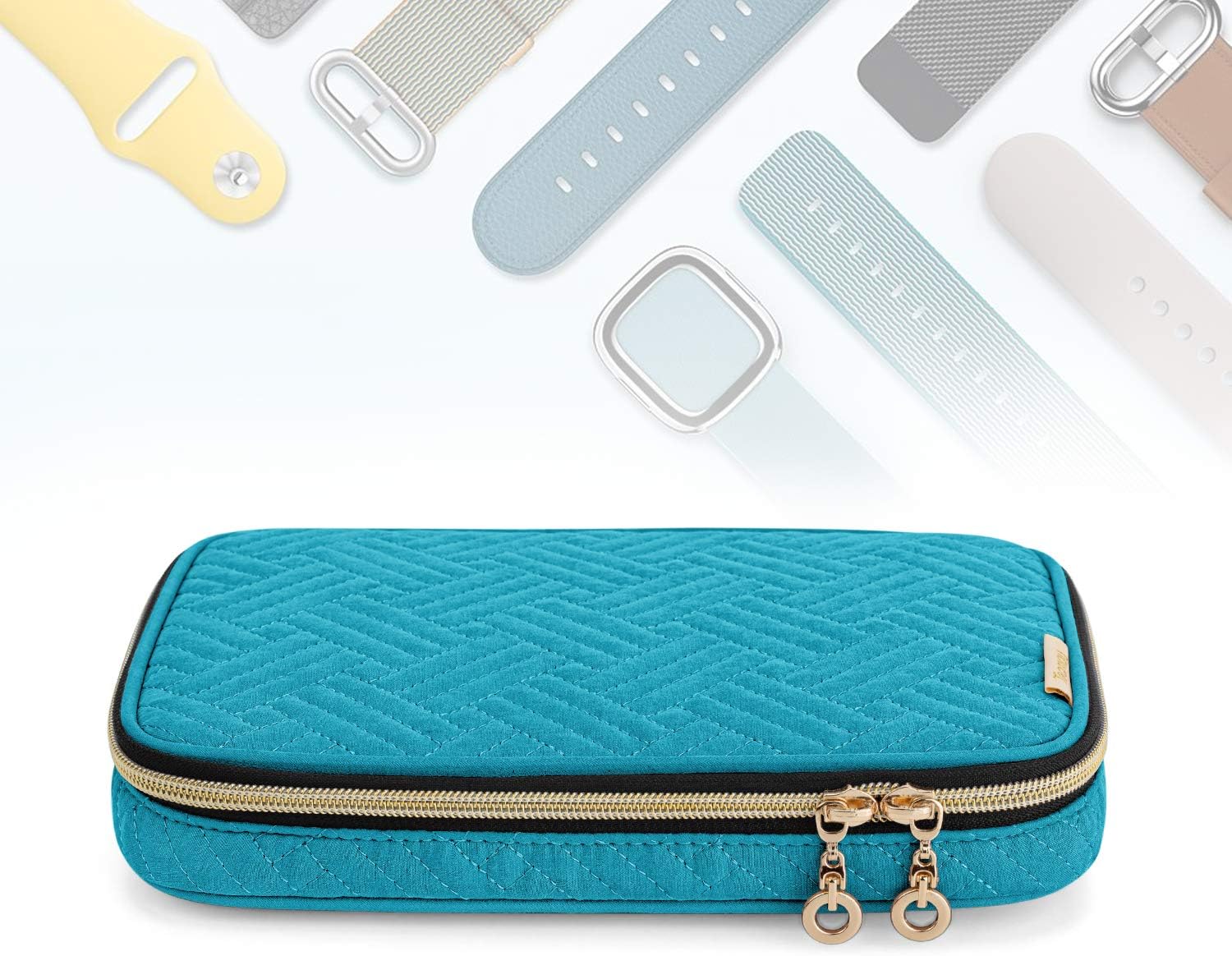 Teamoy Watch Storage Case - Holds 12 Straps, Travel Organizer Bag Compatible With All Series Apple and Smart Watch Bands, Teal