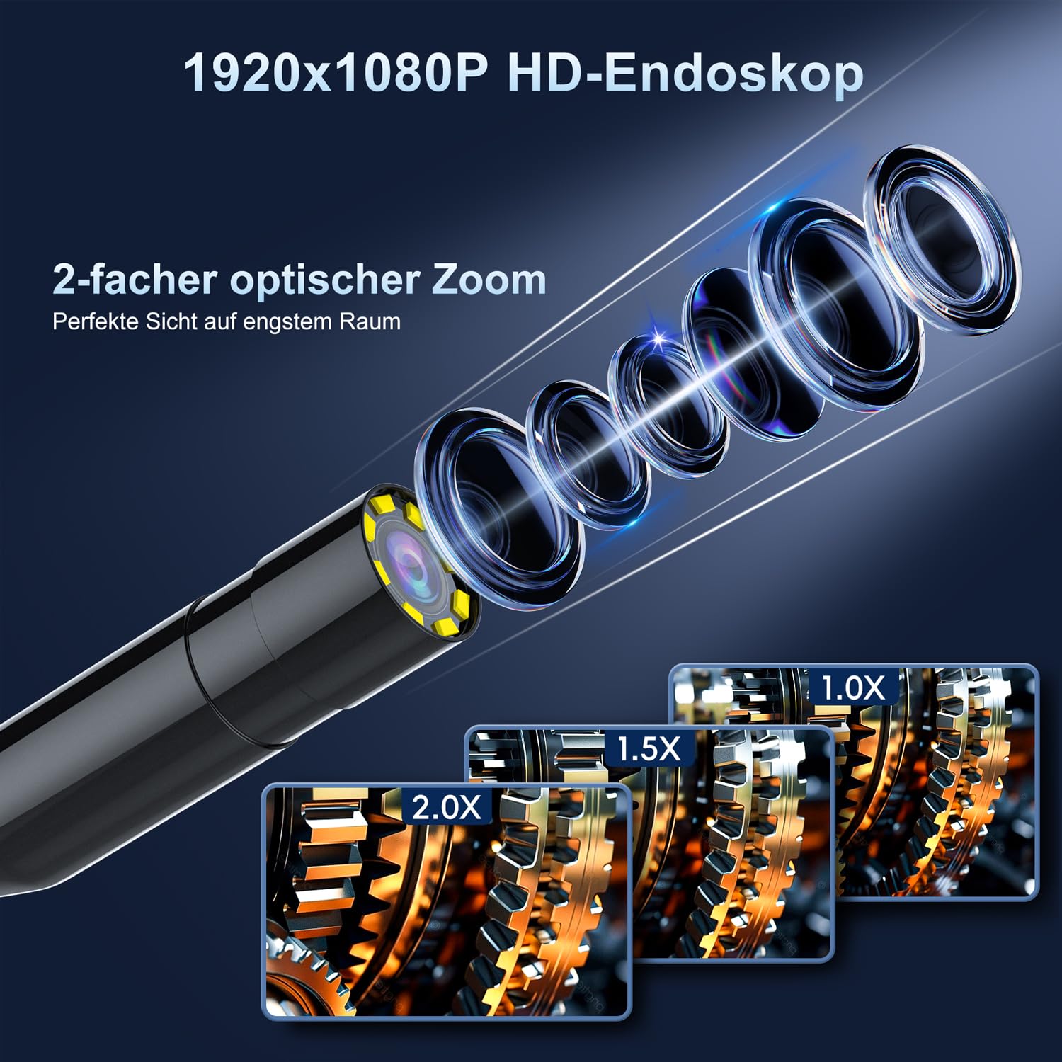 SKYBASIC Industrie-Endoskop, 4,3-Zoll IPS Digitales Endoskopkamera,1080P HD Kamera mit 8 LED-Lichtern, IP67 wasserdichtes Schlangenkamera, Inspektionskamera für Rohre, Autos, Wände, Bohrungen –20M