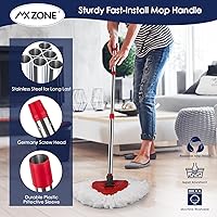 Vista 6 de Cabezal de Trapeador Giratorio de Repuesto Base Mango Compatible con Sistema de 1 Tanque O Cedar EasyWring, 4 Cabezales de Repuesto de Trapeador, 1