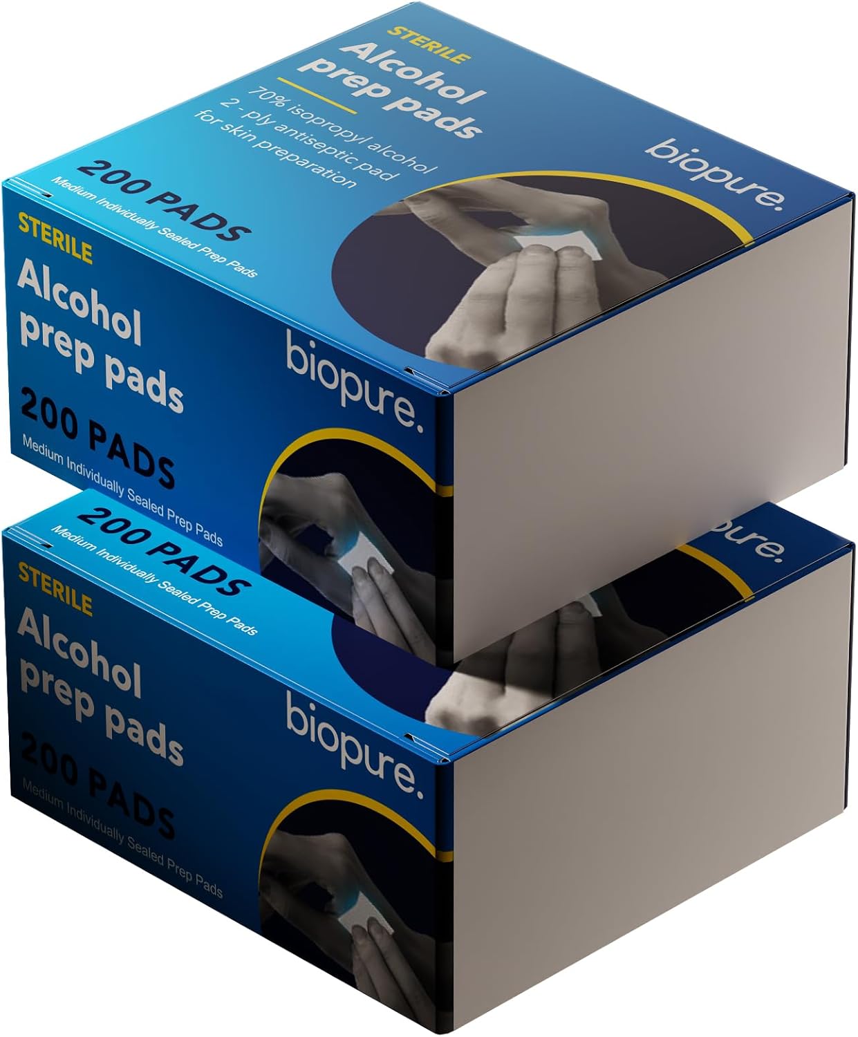 Biopure Alcohol Prep Pads – 4000 Count Sterile Medium Isopropyl Alcohol Swabs Individually Wrapped | First Aid Medical Pads for General Cleansing (2 X 2)- Bulk Prep Pad Swabs