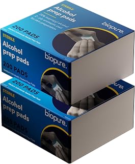 Biopure Alcohol Prep Pads – 400 Count Sterile Medium Isopropyl Alcohol Swabs Individually Wrapped | First Aid Medical Pads for General Cleansing (2 X 2)