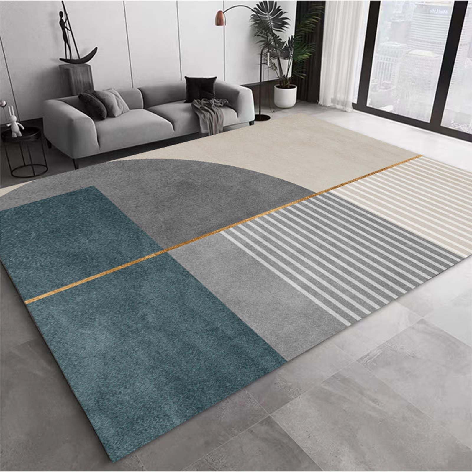 Living Room Rug Living Room Square Modern Cubic Washable Area Rug Abstract Soft Faux Short Pile Extra Large Area Rugs for Bedroom Dining Room Non Slip Non Shedding Rug,L,120CM*180CM