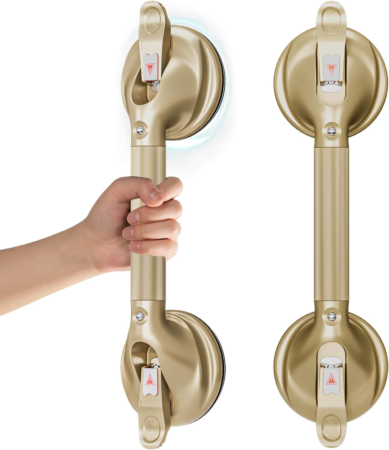 DAILYLIFE Grab Bars for Bathtubs and Showers, 17 inch Shower Handles for Elderly Suction, 300lbs Safety Shower Grab bar for Seniors and Elderly, Gold(1 Pack)
