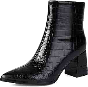 Amazon.com | XIANGZU Black Ankle Boots for Women Pointed Toe Block