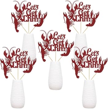 15pcs Lets Get Cray Centerpiece Sticks,Crawfish Boil Themed Birthday Party Table Toppers, Lobster Theme Birthday Party Decorations for Kids Adults