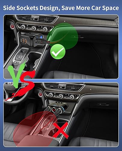 Miniatura 4 de SUPERONE Divisor de encendedor de cigarrillos de 180 W con PD de 20 W, adaptador de encendedor de cigarrillos de 2 enchufes, cargador rápido USB C